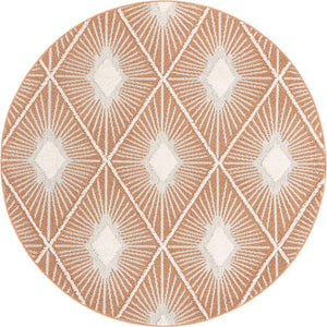 Rust Red 7' 10 x 7' 10 Boho Round Area Rug 100% Polyester With Cotton Backing Geometric Modern Boho Bohemian Decor Carpet for Living Rooms Office Dining Kitchen Unique Interior Design for Sale at Rug Engine