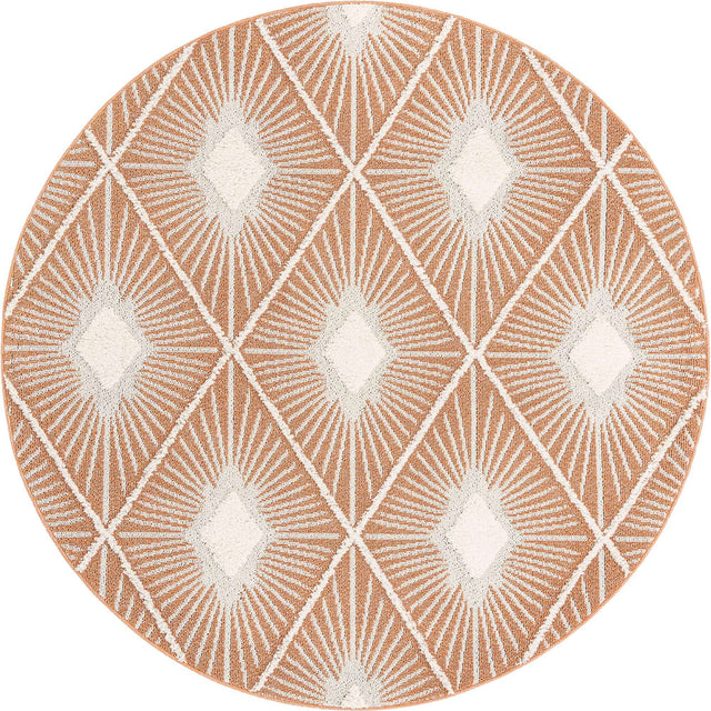 Rust Red 7' 10 x 7' 10 Boho Round Area Rug 100% Polyester With Cotton Backing Geometric Modern Boho Bohemian Decor Carpet for Living Rooms Office Dining Kitchen Unique Interior Design for Sale at Rug Engine