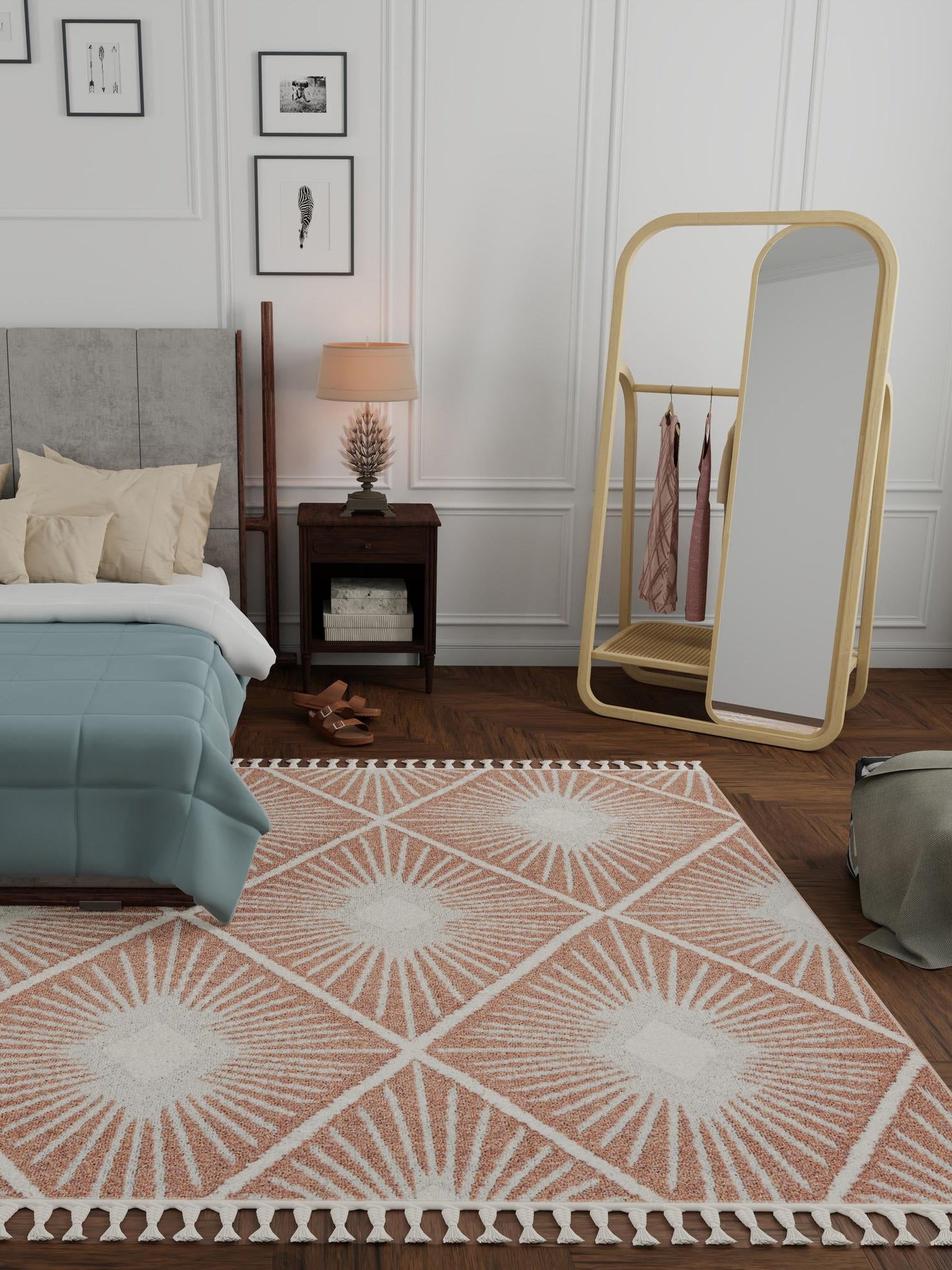 Rust Red 10' x 10' Boho Square Area Rug 100% Polyester With Cotton Backing Geometric Modern Boho Bohemian Decor Carpet for Living Rooms Office Dining Kitchen Unique Interior Design for Sale at Rug Engine