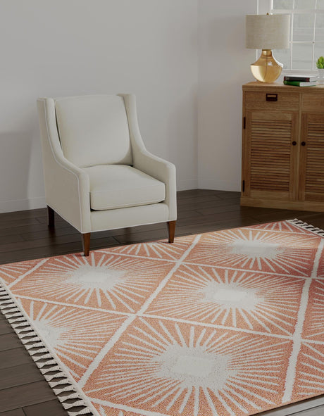 Rust Red 7' 10 x 7' 10 Boho Square Area Rug 100% Polyester With Cotton Backing Geometric Modern Boho Bohemian Decor Carpet for Living Rooms Office Dining Kitchen Unique Interior Design for Sale at Rug Engine