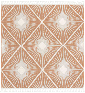 Rust Red 7' 10 x 7' 10 Boho Square Area Rug 100% Polyester With Cotton Backing Geometric Modern Boho Bohemian Decor Carpet for Living Rooms Office Dining Kitchen Unique Interior Design for Sale at Rug Engine