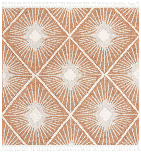 Rust Red 7' 10 x 7' 10 Boho Square Area Rug 100% Polyester With Cotton Backing Geometric Modern Boho Bohemian Decor Carpet for Living Rooms Office Dining Kitchen Unique Interior Design for Sale at Rug Engine