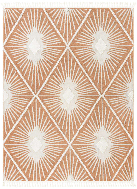 Rust Red 7' 10 x 10' Boho Rectangle Area Rug 100% Polyester With Cotton Backing Geometric Modern Boho Bohemian Decor Carpet for Living Rooms Office Dining Kitchen Unique Interior Design for Sale at Rug Engine