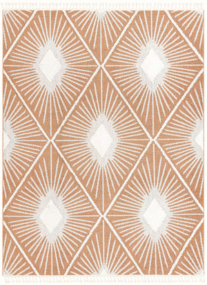 Rust Red 9' x 12' Boho Rectangle Area Rug 100% Polyester With Cotton Backing Geometric Modern Boho Bohemian Decor Carpet for Living Rooms Office Dining Kitchen Unique Interior Design for Sale at Rug Engine