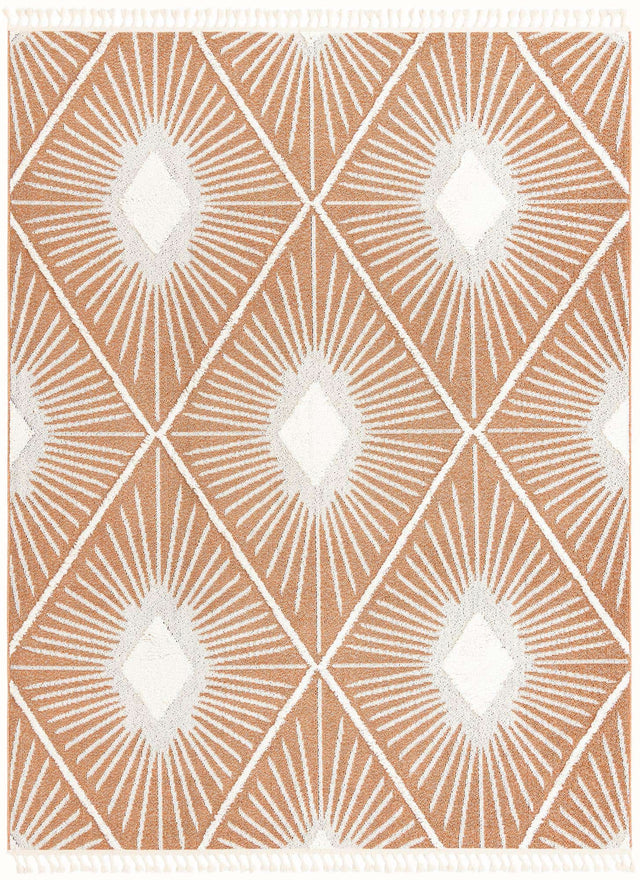 Rust Red 9' x 12' Boho Rectangle Area Rug 100% Polyester With Cotton Backing Geometric Modern Boho Bohemian Decor Carpet for Living Rooms Office Dining Kitchen Unique Interior Design for Sale at Rug Engine