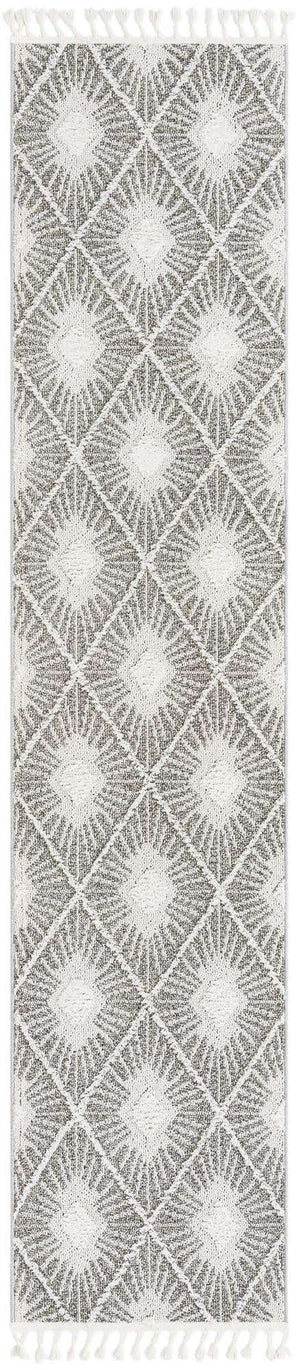 Gray Ivory 2' 7 x 12' Boho Runner Area Rug 100% Polyester With Cotton Backing Geometric Modern Boho Bohemian Decor Carpet for Living Rooms Office Dining Kitchen Unique Interior Design for Sale at Rug Engine