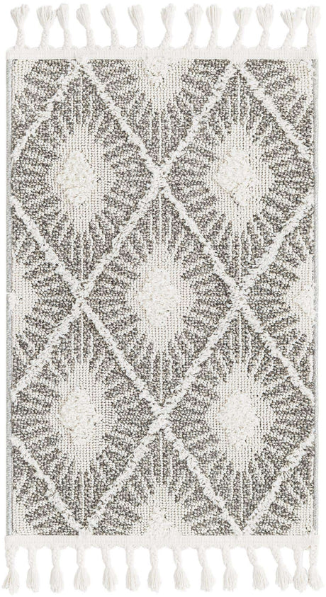 Gray Ivory 2' x 3' 1 Boho Rectangle Area Rug 100% Polyester With Cotton Backing Geometric Modern Boho Bohemian Decor Carpet for Living Rooms Office Dining Kitchen Unique Interior Design for Sale at Rug Engine