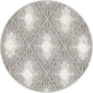 Gray Ivory 3' 3 x 3' 3 Boho Round Area Rug 100% Polyester With Cotton Backing Geometric Modern Boho Bohemian Decor Carpet for Living Rooms Office Dining Kitchen Unique Interior Design for Sale at Rug Engine