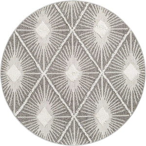 Gray Ivory 5' 3 x 5' 3 Boho Round Area Rug 100% Polyester With Cotton Backing Geometric Modern Boho Bohemian Decor Carpet for Living Rooms Office Dining Kitchen Unique Interior Design for Sale at Rug Engine