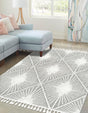 Gray Ivory 7' 10 x 10' Boho Rectangle Area Rug 100% Polyester With Cotton Backing Geometric Modern Boho Bohemian Decor Carpet for Living Rooms Office Dining Kitchen Unique Interior Design for Sale at Rug Engine