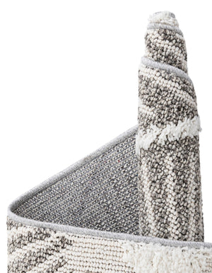 Gray Ivory 7' 10 x 10' Boho Rectangle Area Rug 100% Polyester With Cotton Backing Geometric Modern Boho Bohemian Decor Carpet for Living Rooms Office Dining Kitchen Unique Interior Design for Sale at Rug Engine