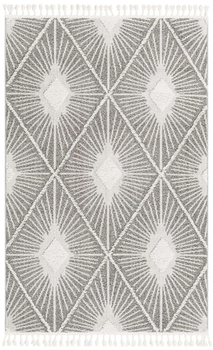 Gray Ivory 5' 3 x 8' Boho Rectangle Area Rug 100% Polyester With Cotton Backing Geometric Modern Boho Bohemian Decor Carpet for Living Rooms Office Dining Kitchen Unique Interior Design for Sale at Rug Engine