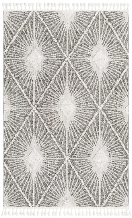 Gray Ivory 5' 3 x 8' Boho Rectangle Area Rug 100% Polyester With Cotton Backing Geometric Modern Boho Bohemian Decor Carpet for Living Rooms Office Dining Kitchen Unique Interior Design for Sale at Rug Engine