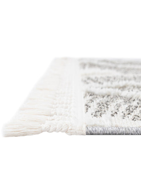 Gray Ivory 2' x 4' 1 Boho Runner Area Rug 100% Polyester With Cotton Backing Geometric Modern Boho Bohemian Decor Carpet for Living Rooms Office Dining Kitchen Unique Interior Design for Sale at Rug Engine