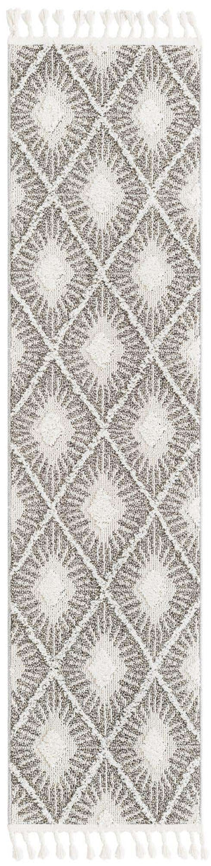 Gray Ivory 2' x 8' Boho Runner Area Rug 100% Polyester With Cotton Backing Geometric Modern Boho Bohemian Decor Carpet for Living Rooms Office Dining Kitchen Unique Interior Design for Sale at Rug Engine