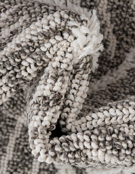 Gray Ivory 7' 10 x 7' 10 Boho Square Area Rug 100% Polyester With Cotton Backing Geometric Modern Boho Bohemian Decor Carpet for Living Rooms Office Dining Kitchen Unique Interior Design for Sale at Rug Engine