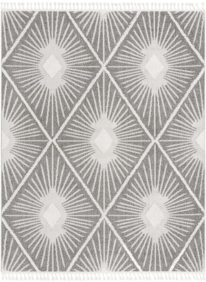 Gray Ivory 7' 10 x 10' Boho Rectangle Area Rug 100% Polyester With Cotton Backing Geometric Modern Boho Bohemian Decor Carpet for Living Rooms Office Dining Kitchen Unique Interior Design for Sale at Rug Engine