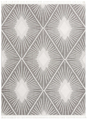 Gray Ivory 9' x 12' Boho Rectangle Area Rug 100% Polyester With Cotton Backing Geometric Modern Boho Bohemian Decor Carpet for Living Rooms Office Dining Kitchen Unique Interior Design for Sale at Rug Engine