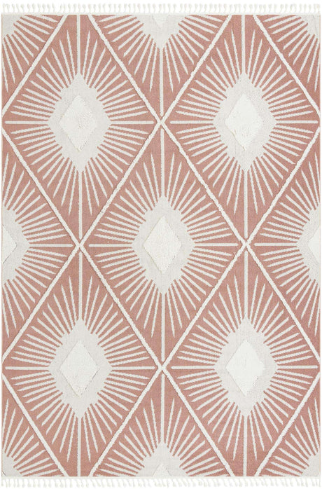 Pink 9' 6 x 14' 3 Boho Rectangle Area Rug 100% Polyester With Cotton Backing Geometric Modern Boho Bohemian Decor Carpet for Living Rooms Office Dining Kitchen Unique Interior Design for Sale at Rug Engine