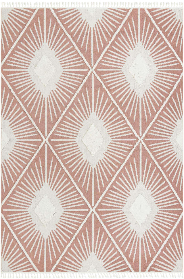 Pink 9' 6 x 14' 3 Boho Rectangle Area Rug 100% Polyester With Cotton Backing Geometric Modern Boho Bohemian Decor Carpet for Living Rooms Office Dining Kitchen Unique Interior Design for Sale at Rug Engine