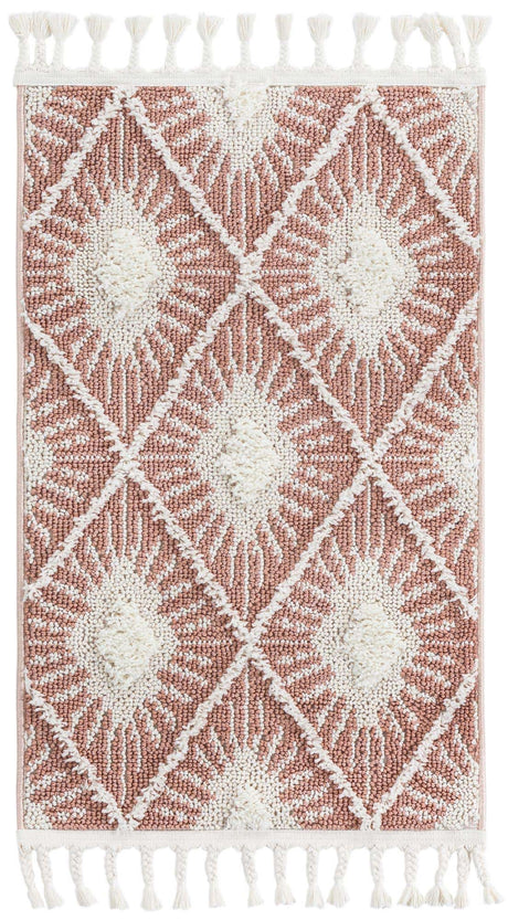 Pink 2' x 3' 1 Boho Rectangle Area Rug 100% Polyester With Cotton Backing Geometric Modern Boho Bohemian Decor Carpet for Living Rooms Office Dining Kitchen Unique Interior Design for Sale at Rug Engine