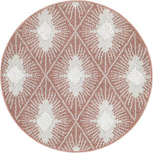 Pink 3' 3 x 3' 3 Boho Round Area Rug 100% Polyester With Cotton Backing Geometric Modern Boho Bohemian Decor Carpet for Living Rooms Office Dining Kitchen Unique Interior Design for Sale at Rug Engine