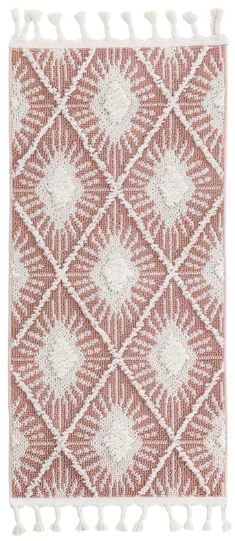 Pink 2' x 4' 1 Boho Runner Area Rug 100% Polyester With Cotton Backing Geometric Modern Boho Bohemian Decor Carpet for Living Rooms Office Dining Kitchen Unique Interior Design for Sale at Rug Engine