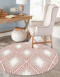 Pink 7' 10 x 7' 10 Boho Round Area Rug 100% Polyester With Cotton Backing Geometric Modern Boho Bohemian Decor Carpet for Living Rooms Office Dining Kitchen Unique Interior Design for Sale at Rug Engine
