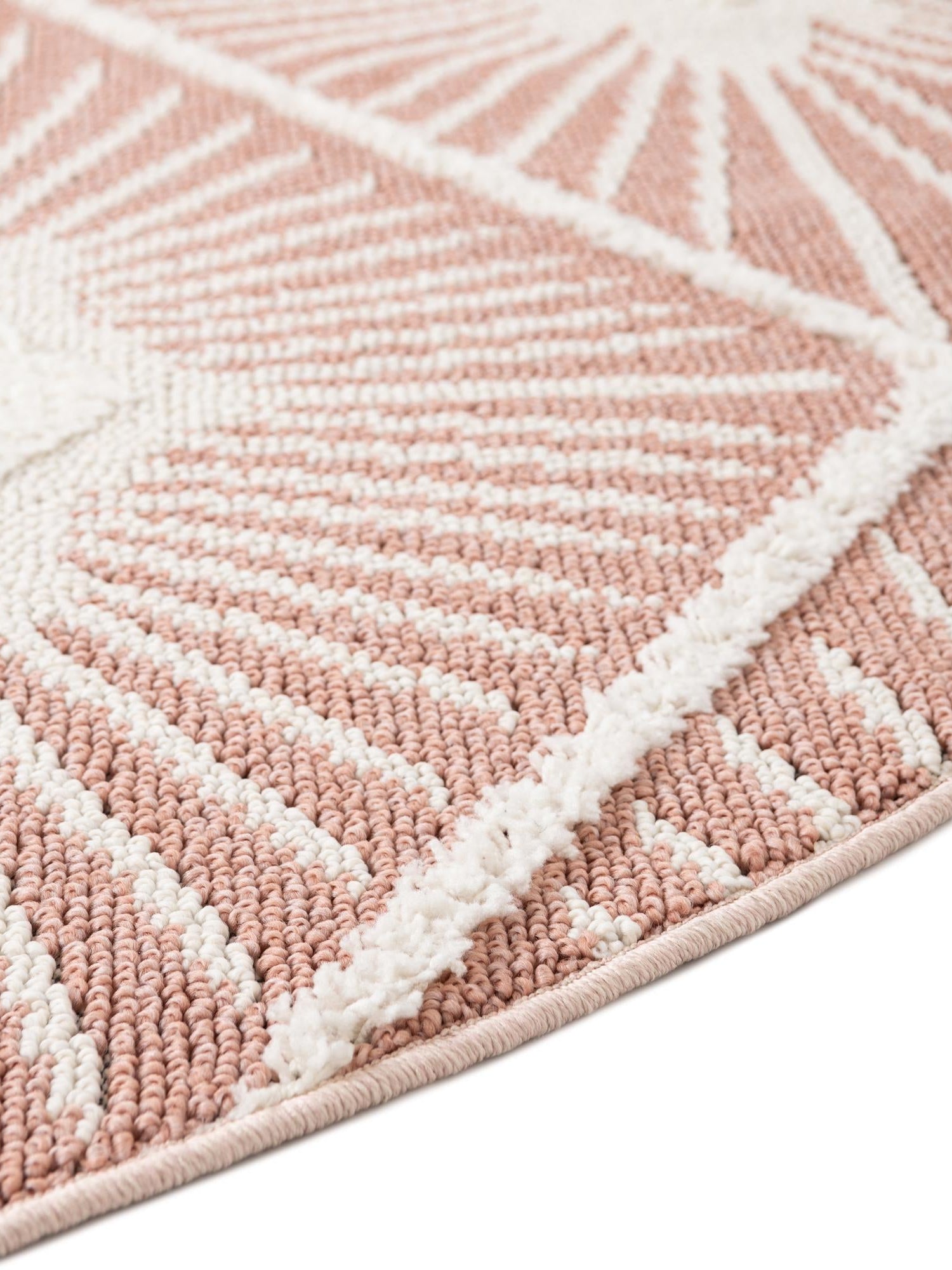 Pink 7' 10 x 7' 10 Boho Round Area Rug 100% Polyester With Cotton Backing Geometric Modern Boho Bohemian Decor Carpet for Living Rooms Office Dining Kitchen Unique Interior Design for Sale at Rug Engine