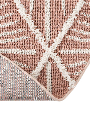 Pink 5' 3 x 5' 3 Boho Round Area Rug 100% Polyester With Cotton Backing Geometric Modern Boho Bohemian Decor Carpet for Living Rooms Office Dining Kitchen Unique Interior Design for Sale at Rug Engine