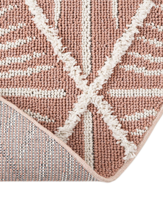 Pink 7' 10 x 7' 10 Boho Round Area Rug 100% Polyester With Cotton Backing Geometric Modern Boho Bohemian Decor Carpet for Living Rooms Office Dining Kitchen Unique Interior Design for Sale at Rug Engine