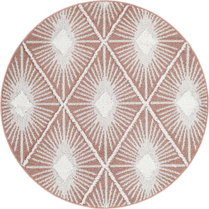 Pink 5' 3 x 5' 3 Boho Round Area Rug 100% Polyester With Cotton Backing Geometric Modern Boho Bohemian Decor Carpet for Living Rooms Office Dining Kitchen Unique Interior Design for Sale at Rug Engine