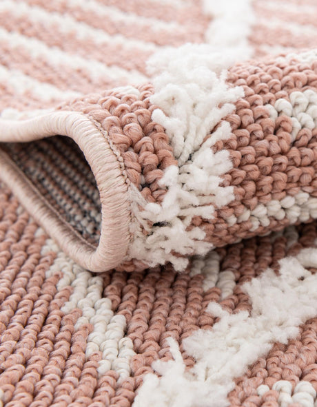 Pink 5' 3 x 8' Boho Rectangle Area Rug 100% Polyester With Cotton Backing Geometric Modern Boho Bohemian Decor Carpet for Living Rooms Office Dining Kitchen Unique Interior Design for Sale at Rug Engine