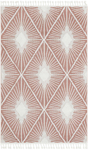 Pink 5' 3 x 8' Boho Rectangle Area Rug 100% Polyester With Cotton Backing Geometric Modern Boho Bohemian Decor Carpet for Living Rooms Office Dining Kitchen Unique Interior Design for Sale at Rug Engine