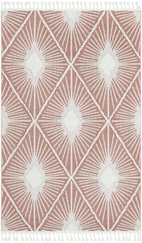 Pink 5' 3 x 8' Boho Rectangle Area Rug 100% Polyester With Cotton Backing Geometric Modern Boho Bohemian Decor Carpet for Living Rooms Office Dining Kitchen Unique Interior Design for Sale at Rug Engine