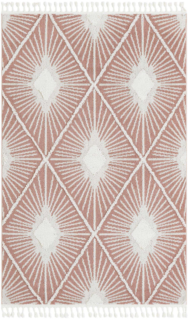 Pink 5' 3 x 8' Boho Rectangle Area Rug 100% Polyester With Cotton Backing Geometric Modern Boho Bohemian Decor Carpet for Living Rooms Office Dining Kitchen Unique Interior Design for Sale at Rug Engine