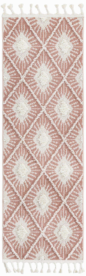 Pink 2' x 6' 1 Boho Runner Area Rug 100% Polyester With Cotton Backing Geometric Modern Boho Bohemian Decor Carpet for Living Rooms Office Dining Kitchen Unique Interior Design for Sale at Rug Engine