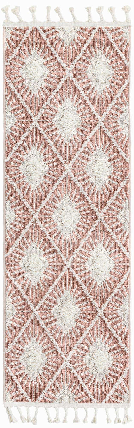 Pink 2' x 6' 1 Boho Runner Area Rug 100% Polyester With Cotton Backing Geometric Modern Boho Bohemian Decor Carpet for Living Rooms Office Dining Kitchen Unique Interior Design for Sale at Rug Engine