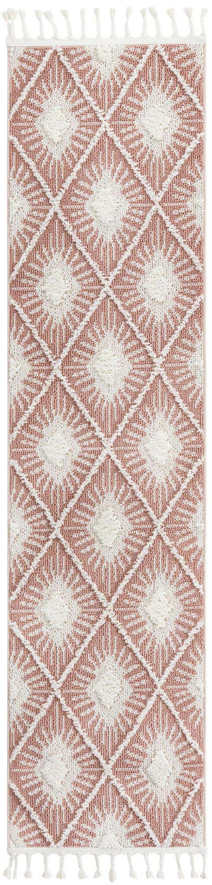 Pink 2' x 8' Boho Runner Area Rug 100% Polyester With Cotton Backing Geometric Modern Boho Bohemian Decor Carpet for Living Rooms Office Dining Kitchen Unique Interior Design for Sale at Rug Engine