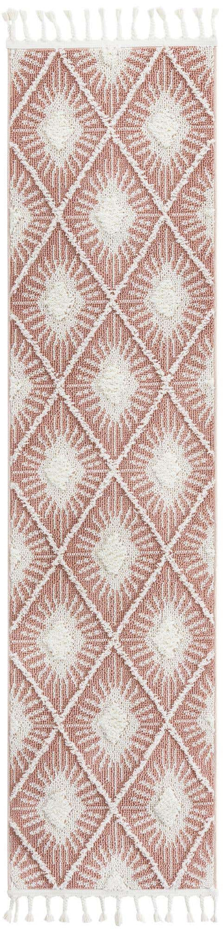 Pink 2' x 8' Boho Runner Area Rug 100% Polyester With Cotton Backing Geometric Modern Boho Bohemian Decor Carpet for Living Rooms Office Dining Kitchen Unique Interior Design for Sale at Rug Engine