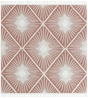 Pink 7' 10 x 7' 10 Boho Square Area Rug 100% Polyester With Cotton Backing Geometric Modern Boho Bohemian Decor Carpet for Living Rooms Office Dining Kitchen Unique Interior Design for Sale at Rug Engine