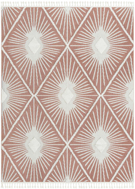 Pink 7' 10 x 10' Boho Rectangle Area Rug 100% Polyester With Cotton Backing Geometric Modern Boho Bohemian Decor Carpet for Living Rooms Office Dining Kitchen Unique Interior Design for Sale at Rug Engine