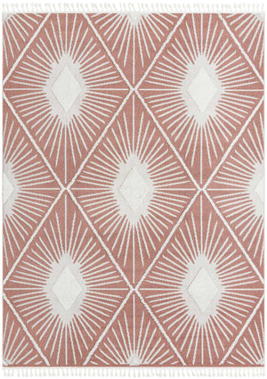 Pink 9' x 12' Boho Rectangle Area Rug 100% Polyester With Cotton Backing Geometric Modern Boho Bohemian Decor Carpet for Living Rooms Office Dining Kitchen Unique Interior Design for Sale at Rug Engine