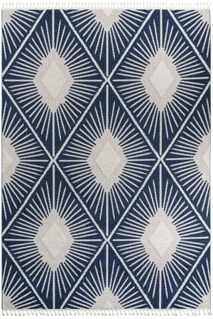 Blue 9' 6 x 14' 3 Boho Rectangle Area Rug 100% Polyester With Cotton Backing Geometric Modern Boho Bohemian Decor Carpet for Living Rooms Office Dining Kitchen Unique Interior Design for Sale at Rug Engine