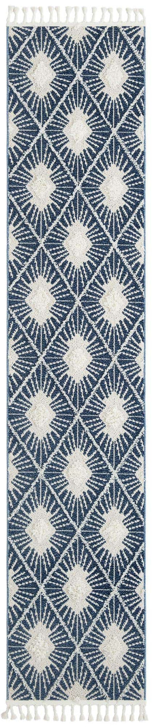 Blue 2' 7 x 12' Boho Runner Area Rug 100% Polyester With Cotton Backing Geometric Modern Boho Bohemian Decor Carpet for Living Rooms Office Dining Kitchen Unique Interior Design for Sale at Rug Engine