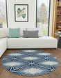 Blue 5' 3 x 5' 3 Boho Round Area Rug 100% Polyester With Cotton Backing Geometric Modern Boho Bohemian Decor Carpet for Living Rooms Office Dining Kitchen Unique Interior Design for Sale at Rug Engine