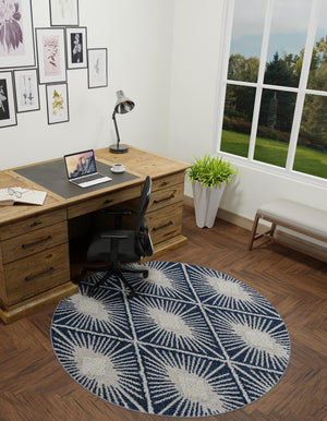 Blue 10' x 10' Boho Round Area Rug 100% Polyester With Cotton Backing Geometric Modern Boho Bohemian Decor Carpet for Living Rooms Office Dining Kitchen Unique Interior Design for Sale at Rug Engine