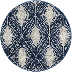 Blue 3' 3 x 3' 3 Boho Round Area Rug 100% Polyester With Cotton Backing Geometric Modern Boho Bohemian Decor Carpet for Living Rooms Office Dining Kitchen Unique Interior Design for Sale at Rug Engine