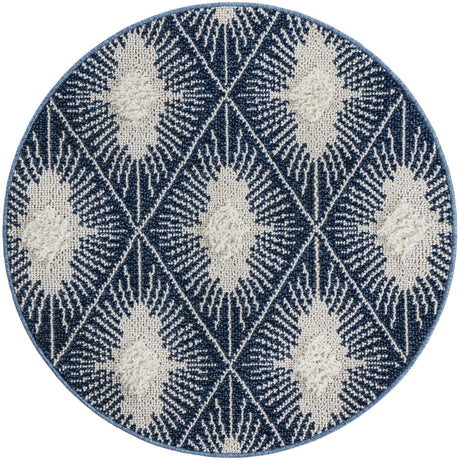 Blue 3' 3 x 3' 3 Boho Round Area Rug 100% Polyester With Cotton Backing Geometric Modern Boho Bohemian Decor Carpet for Living Rooms Office Dining Kitchen Unique Interior Design for Sale at Rug Engine