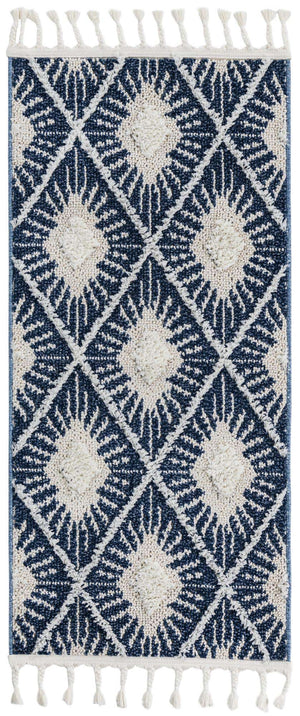 Blue 2' x 4' 1 Boho Runner Area Rug 100% Polyester With Cotton Backing Geometric Modern Boho Bohemian Decor Carpet for Living Rooms Office Dining Kitchen Unique Interior Design for Sale at Rug Engine